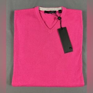 Greyson Golf Sweater Cheyenne V-Neck Medium Sasanqua Pink Nylon Wool Acrylic